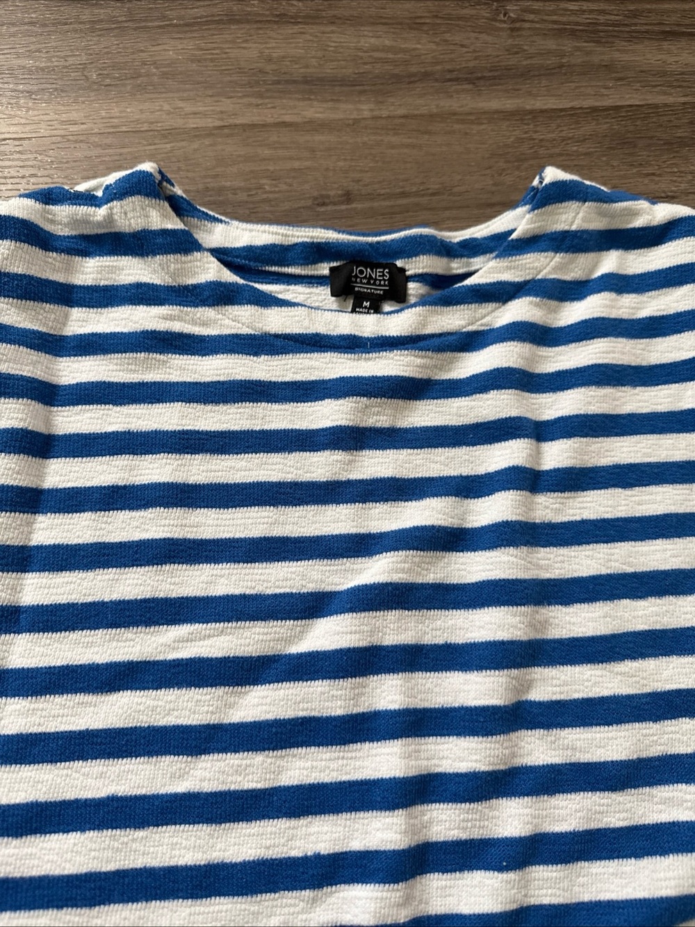 Jones New York Kids Blue & White Striped Short Sleeve Tee